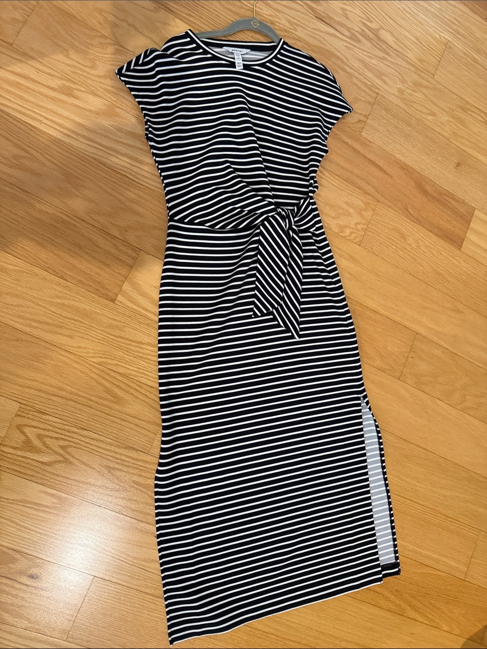 Spanx Dress Black and White Striped Tie-Waist Size XS